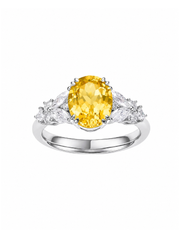 LYRA yellow oval lab-grown gemstone ring with a cluster of colorless moissanite accents