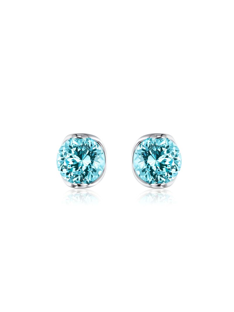 CIRA Round-Cut Semi-Bezel-Set Lab-Grown Gemstone Stud Earrings