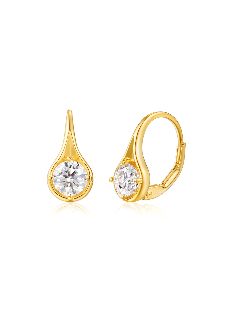 ELIA Round-Cut Lab-Grown Gemstone Leverback Earrings