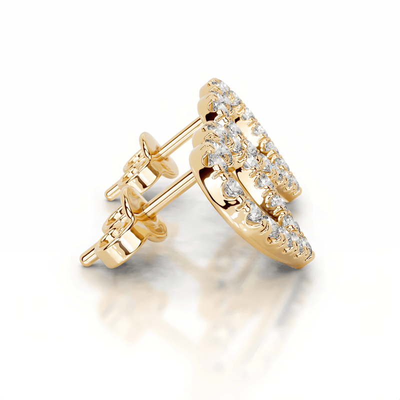 AMOUR Round-Cut Moissanite Pavé Open Heart Stud Earrings