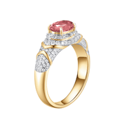 Oval-cut ring with hand-set setting detail view showcasing the jewelry design and finish