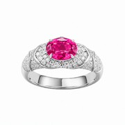 Oval-cut ring with hand-set setting detail view showcasing the jewelry design and finish