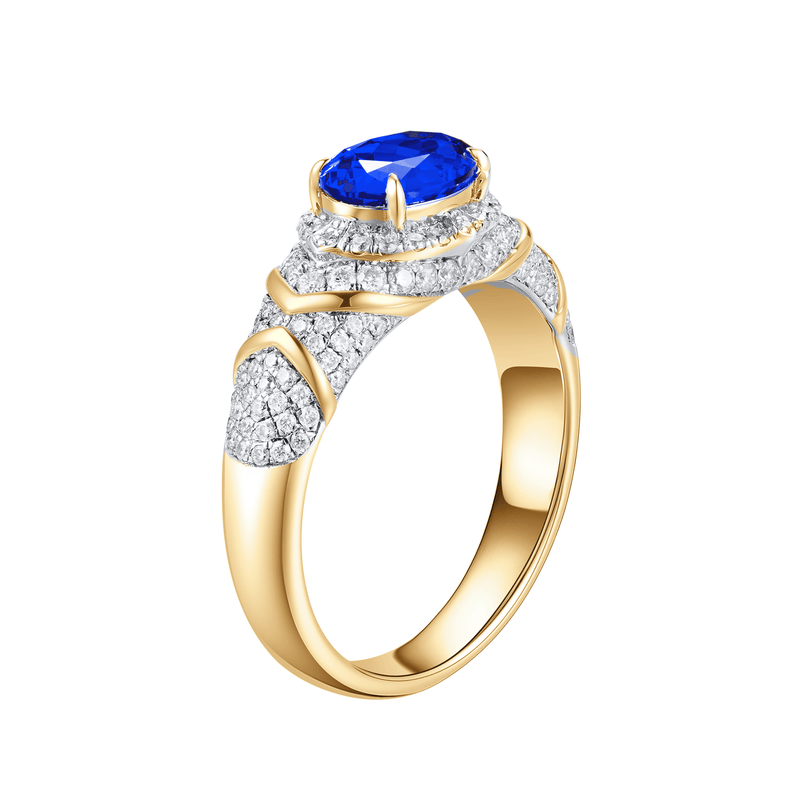 Oval-cut ring with hand-set setting detail view showcasing the jewelry design and finish