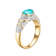 Oval-cut ring with hand-set setting detail view showcasing the jewelry design and finish
