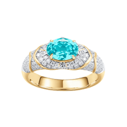 Oval-cut ring with hand-set setting detail view showcasing the jewelry design and finish
