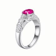 Oval-cut ring with hand-set setting detail view showcasing the jewelry design and finish