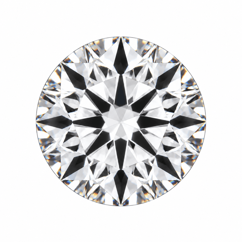 3D illustration, face-up view of a 2.03 ct D VVS2 round lab-grown diamond. Refer to the actual diamond photos and video for appearance.