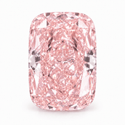 Face-up product illustration of the 2.10 ct Fancy Intense Pink VS1 elongated cushion-cut lab-grown diamond, IGI LG768648406, with color guided by the supplied Baby Pink references.