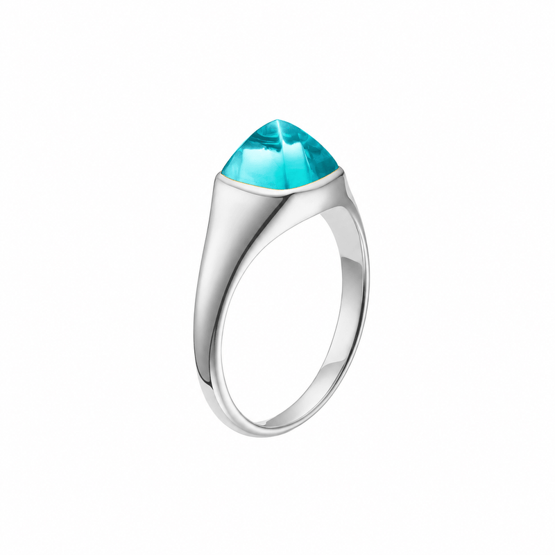 Sapphire ring with hand-set setting detail view showcasing the jewelry design and finish