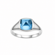 Sapphire ring with hand-set setting detail view showcasing the jewelry design and finish
