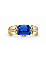Metal Type:_14K Yellow Gold&Gemstone_Royal Blue Sapphire