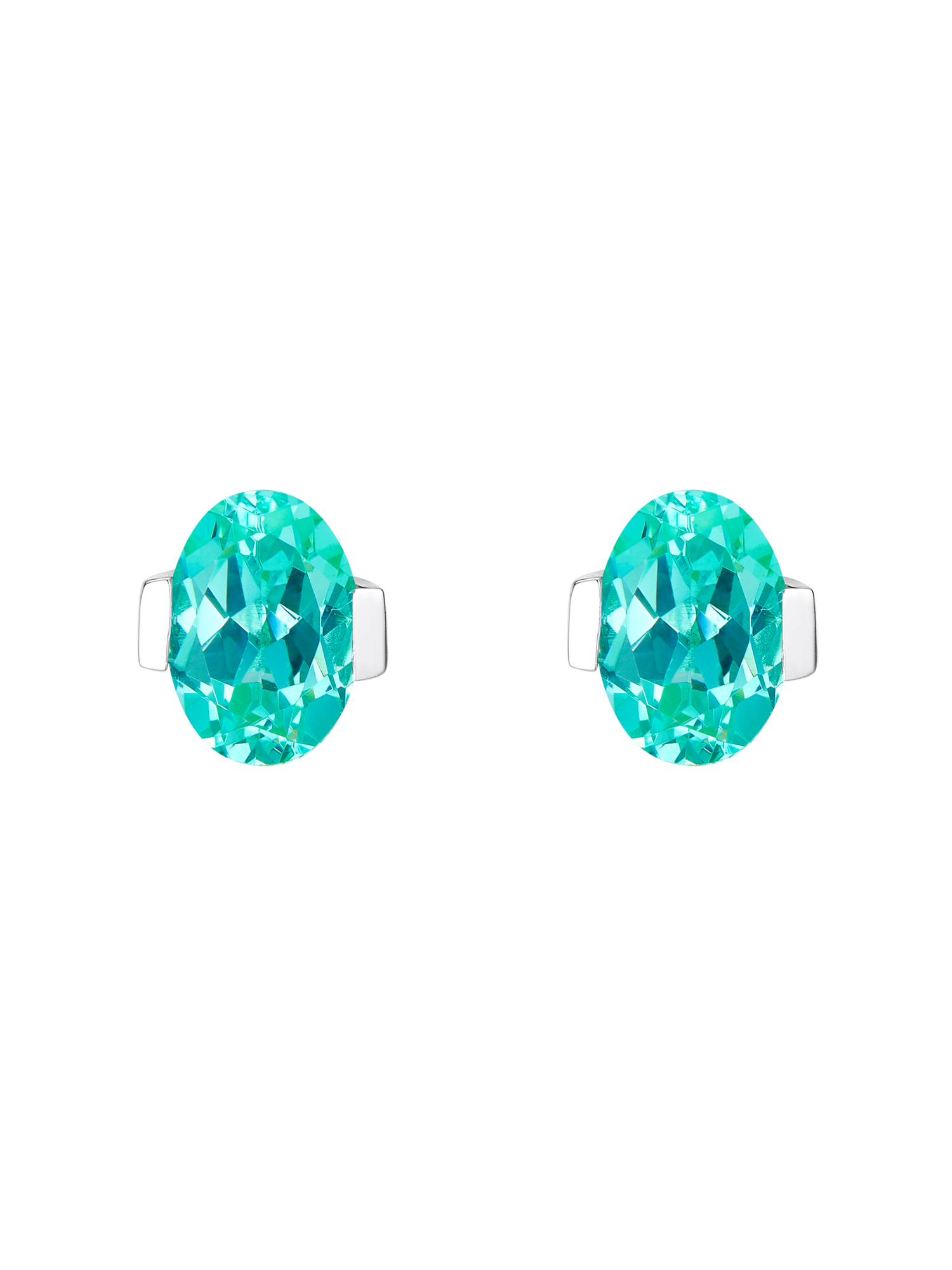 ROMY oval-cut lab-grown gemstone stud earrings in sterling silver