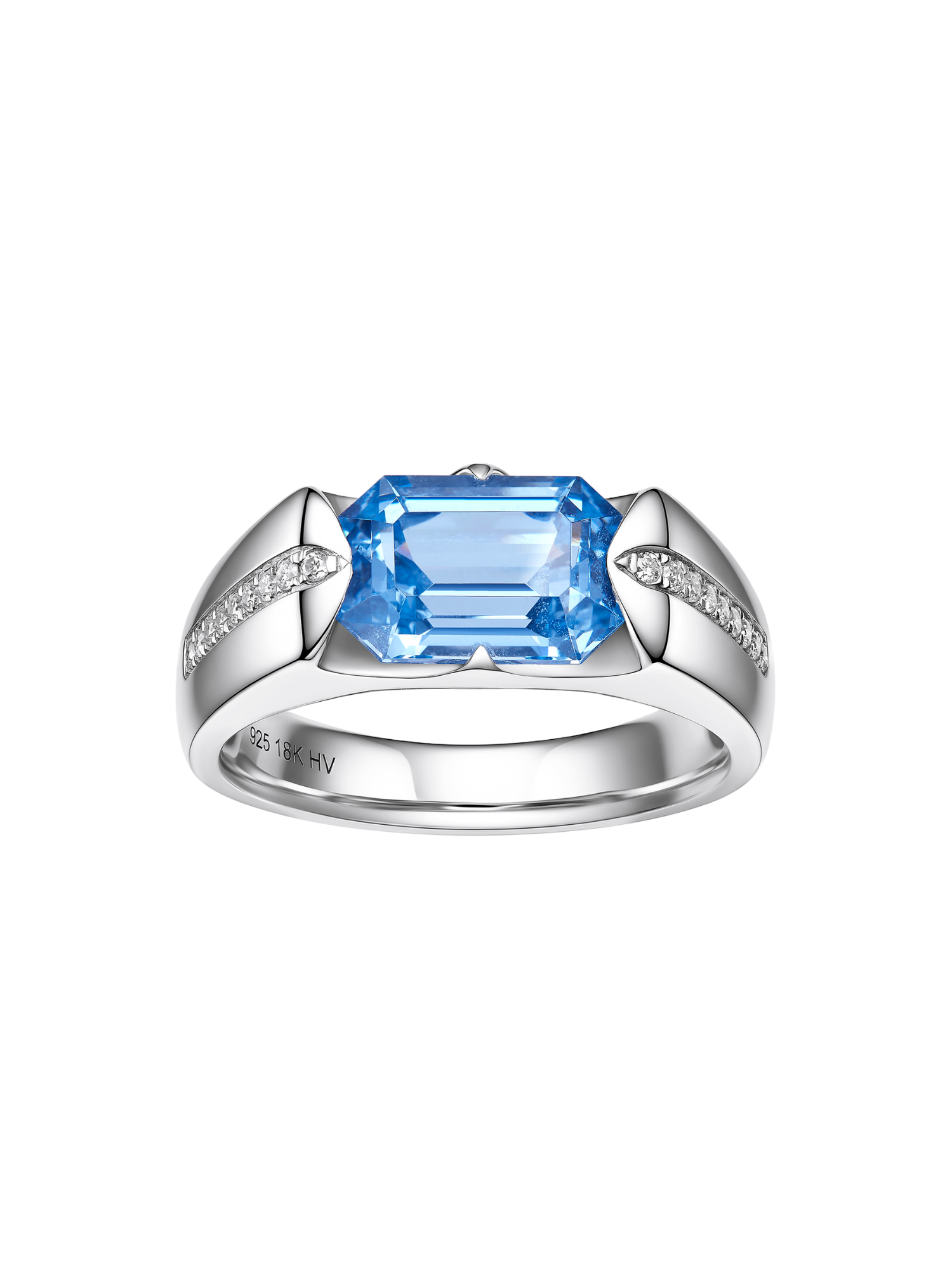 Metal Type:_14K White Gold&Gemstone_Santa Maria Blue Sapphire