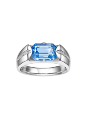 Metal Type:_14K White Gold&Gemstone_Santa Maria Blue Sapphire