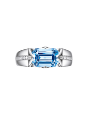 Metal Type:_14K White Gold&Gemstone_Santa Maria Blue Sapphire