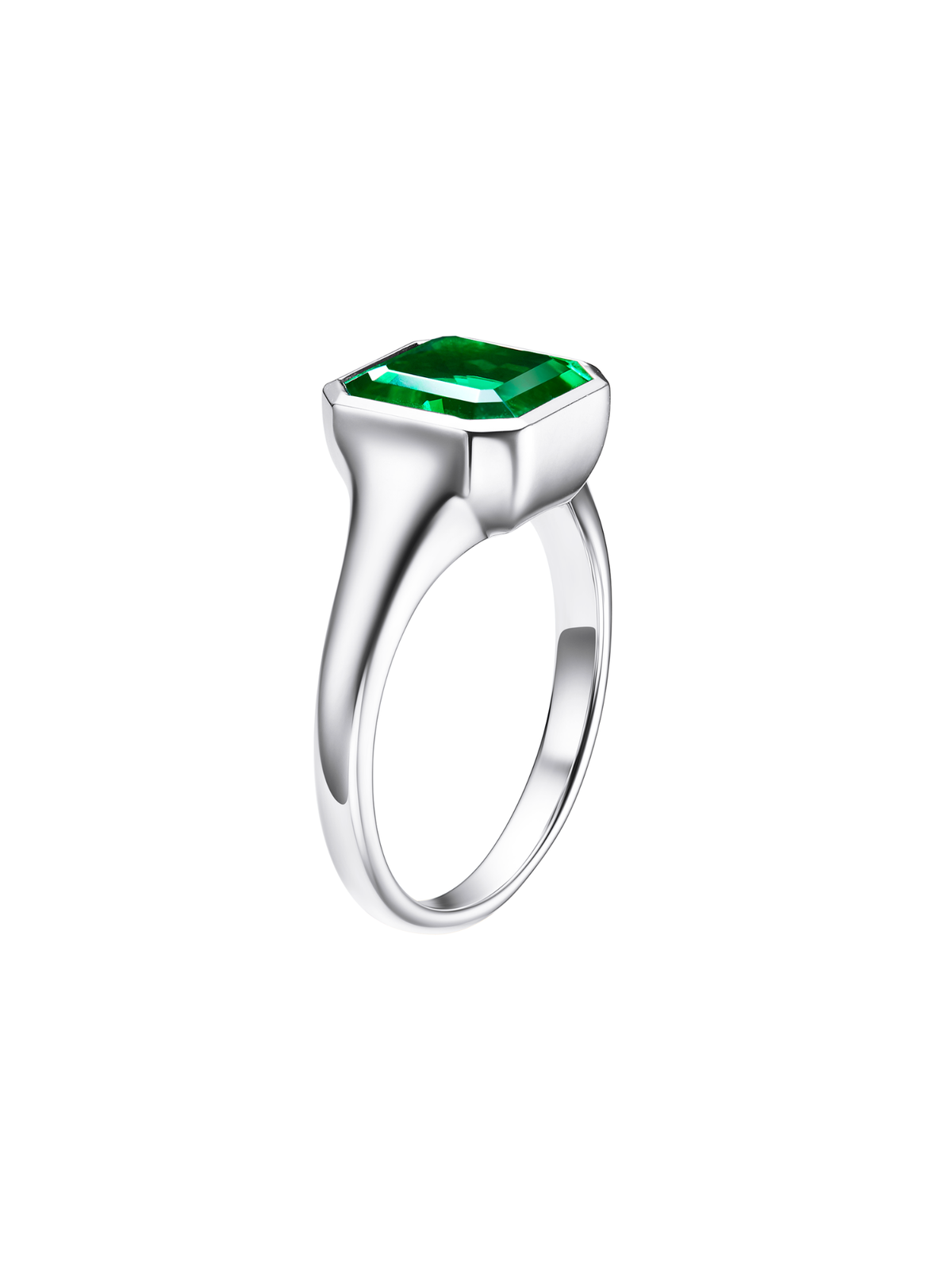 NOA Asscher-Cut Bezel-Set Lab-Grown Gemstone Signet Ring