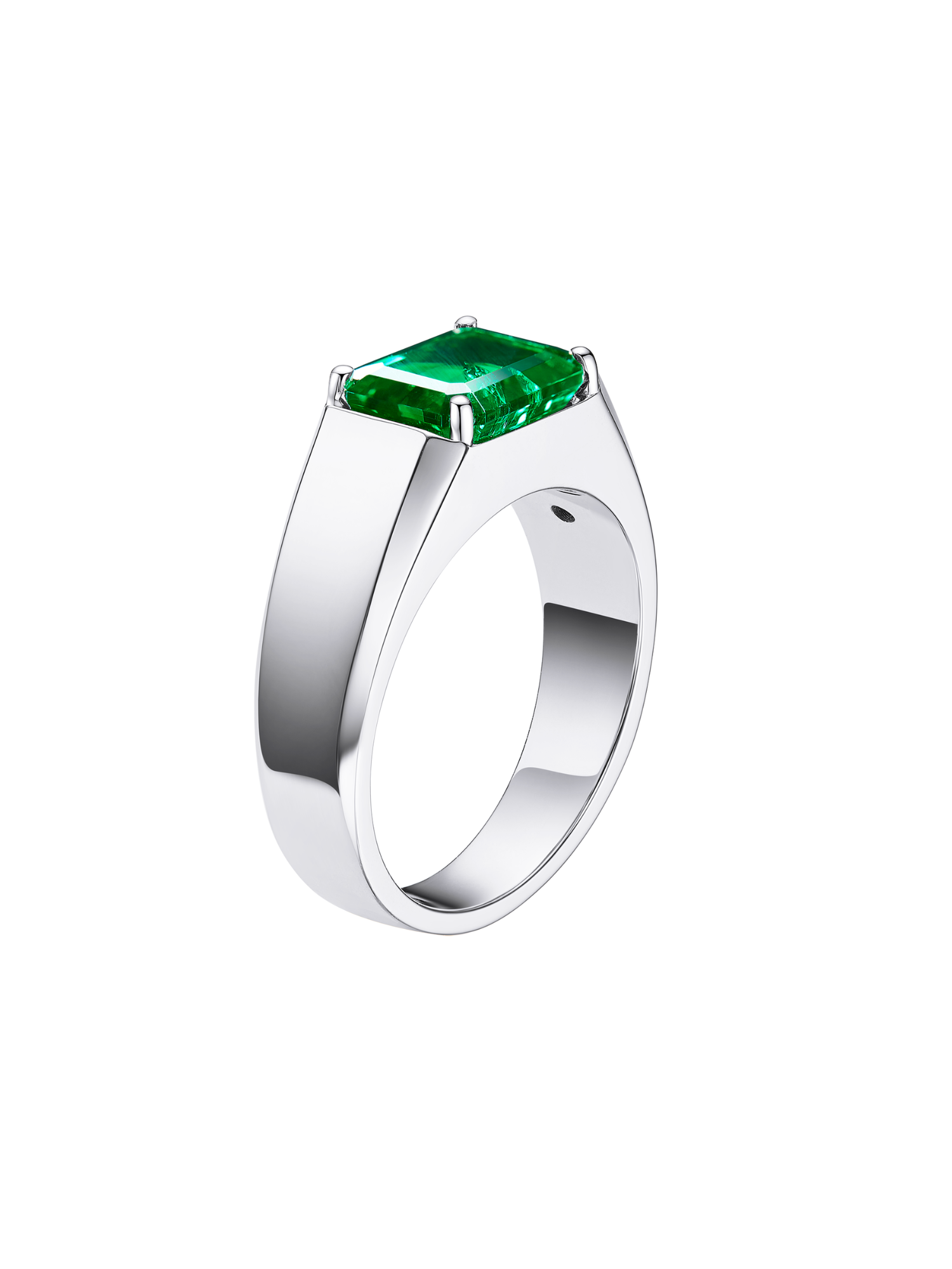 JULES East-West Emerald-Cut Lab-Grown Gemstone Signet Ring
