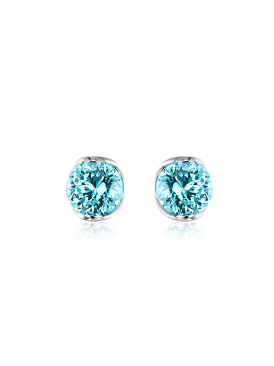 CIRA Round-Cut Semi-Bezel-Set Lab-Grown Gemstone Stud Earrings