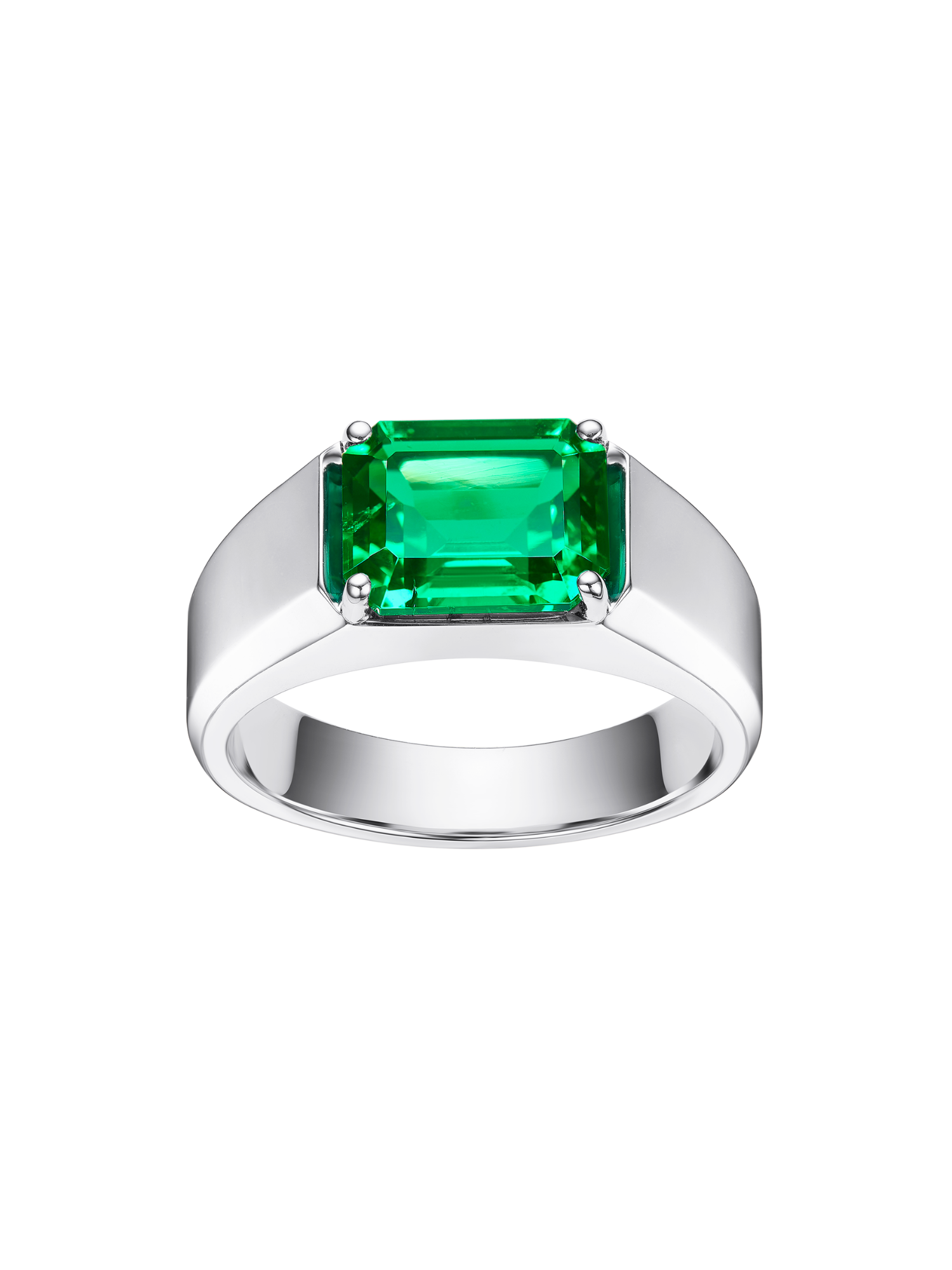 JULES East-West Emerald-Cut Lab-Grown Gemstone Signet Ring