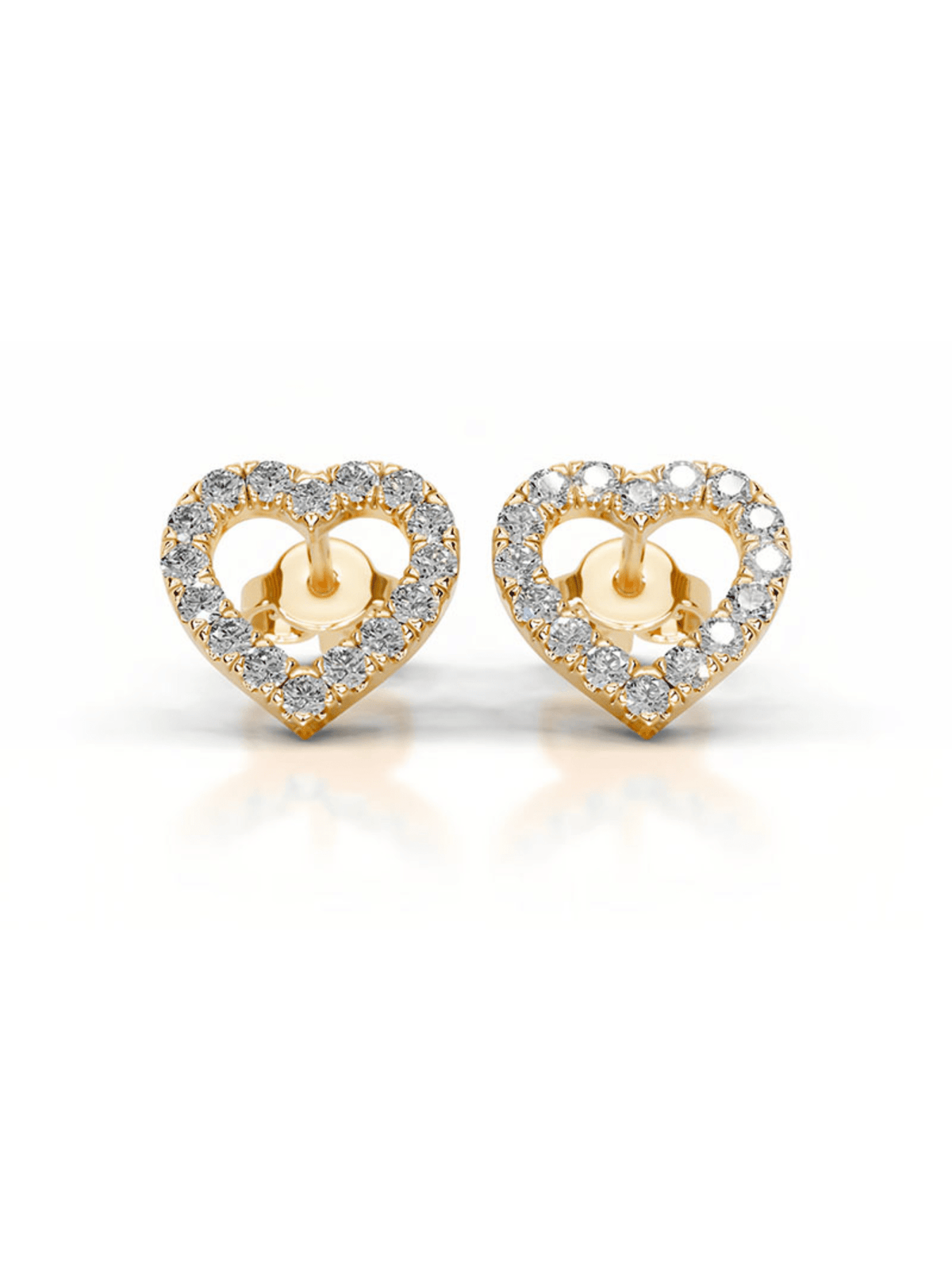 AMOUR Round-Cut Moissanite Pavé Open Heart Stud Earrings