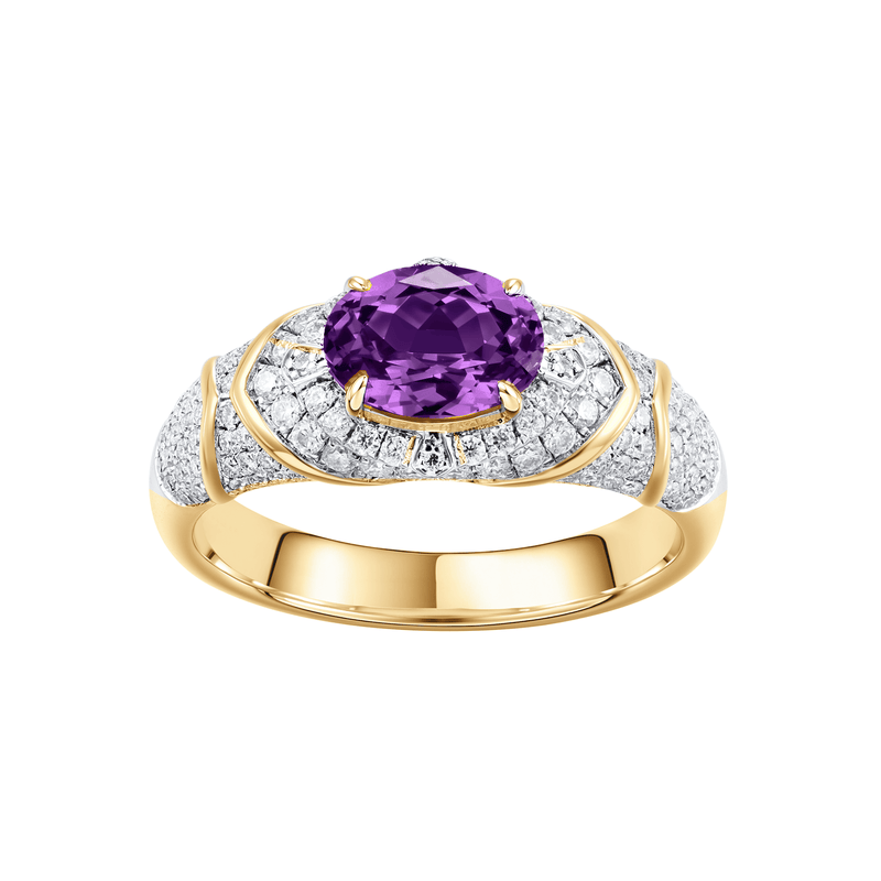 Oval-cut ring with hand-set setting detail view showcasing the jewelry design and finish