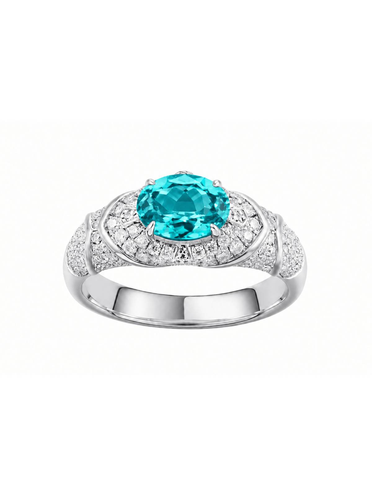 AUREL East-West Oval-Cut Lab-Grown Gemstone with Moissanite Pavé Cocktail Ring
