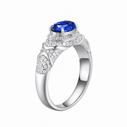 Oval-cut ring with hand-set setting detail view showcasing the jewelry design and finish