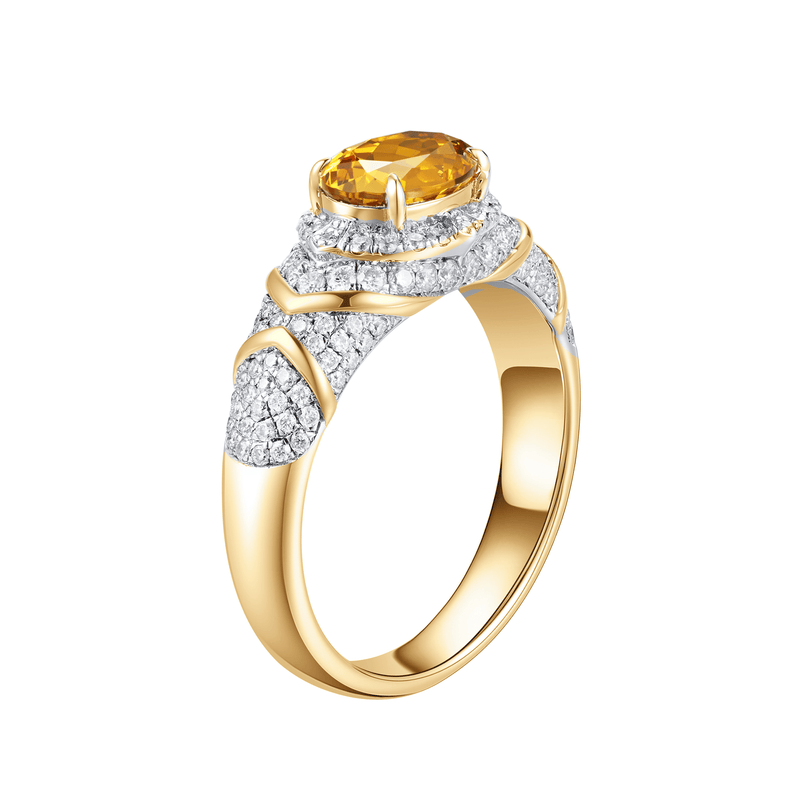 Oval-cut ring with hand-set setting detail view showcasing the jewelry design and finish