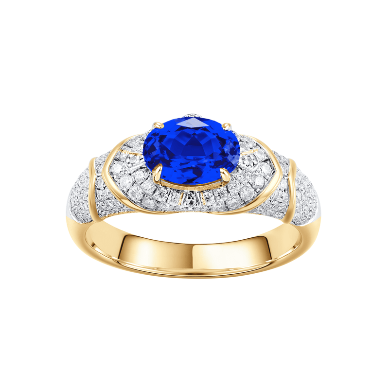 Oval-cut ring with hand-set setting detail view showcasing the jewelry design and finish