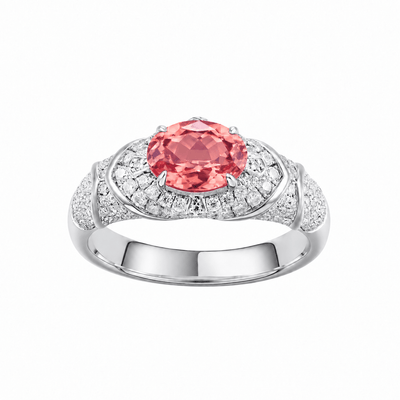 Ruby oval-cut ring with hand-set setting detail view showcasing the jewelry design and finish