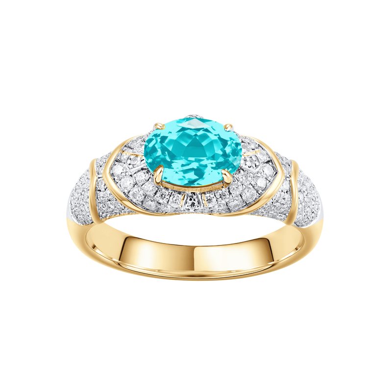 Oval-cut ring with hand-set setting detail view showcasing the jewelry design and finish