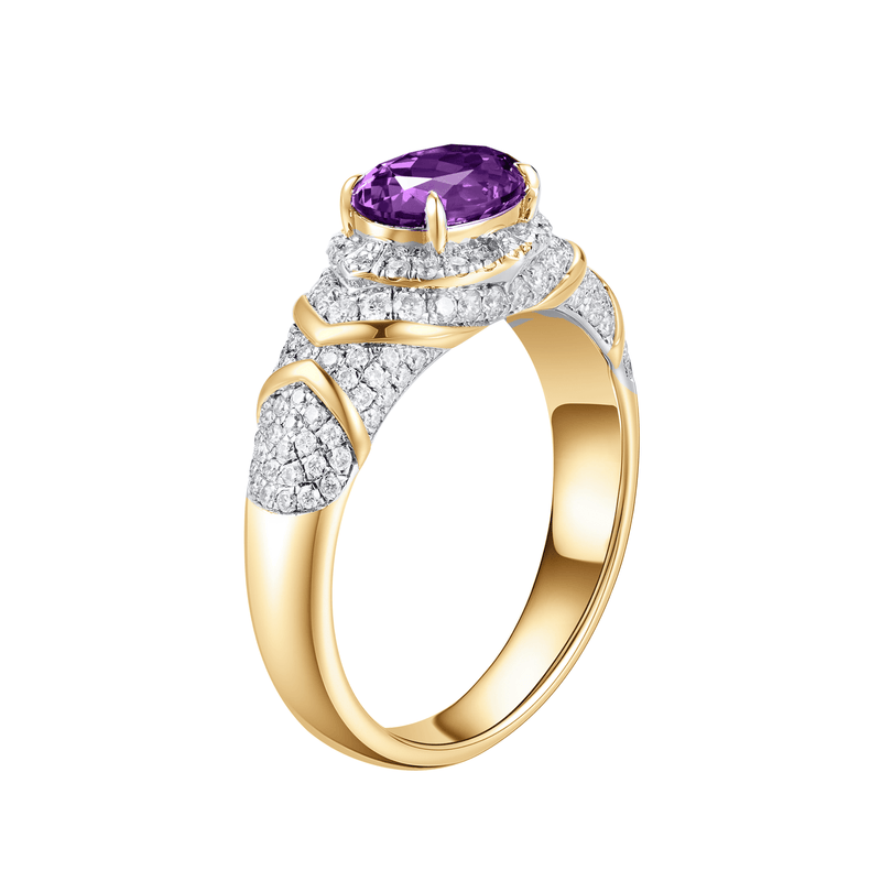 Oval-cut ring with hand-set setting detail view showcasing the jewelry design and finish