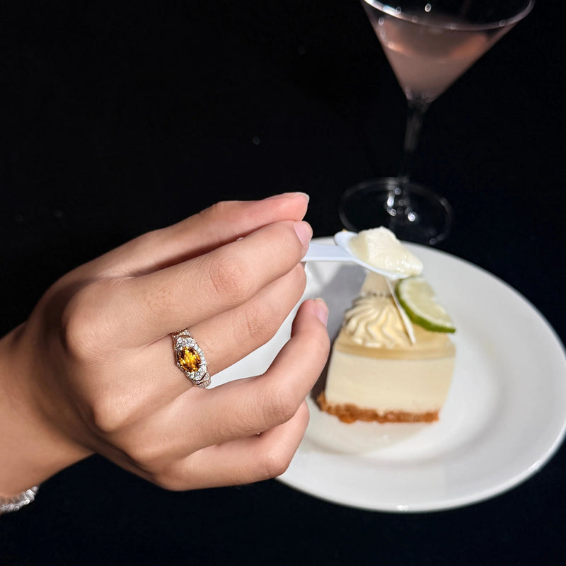 AUREL East-West Oval-Cut Lab-Grown Gemstone with Moissanite Pavé Cocktail Ring