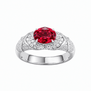 Royal blue sapphire oval-cut ring with hand-set setting detail view showcasing the jewelry design and finish