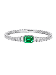 Colombian emerald emerald-cut tennis bracelet with hand-set setting front view showing the overall design