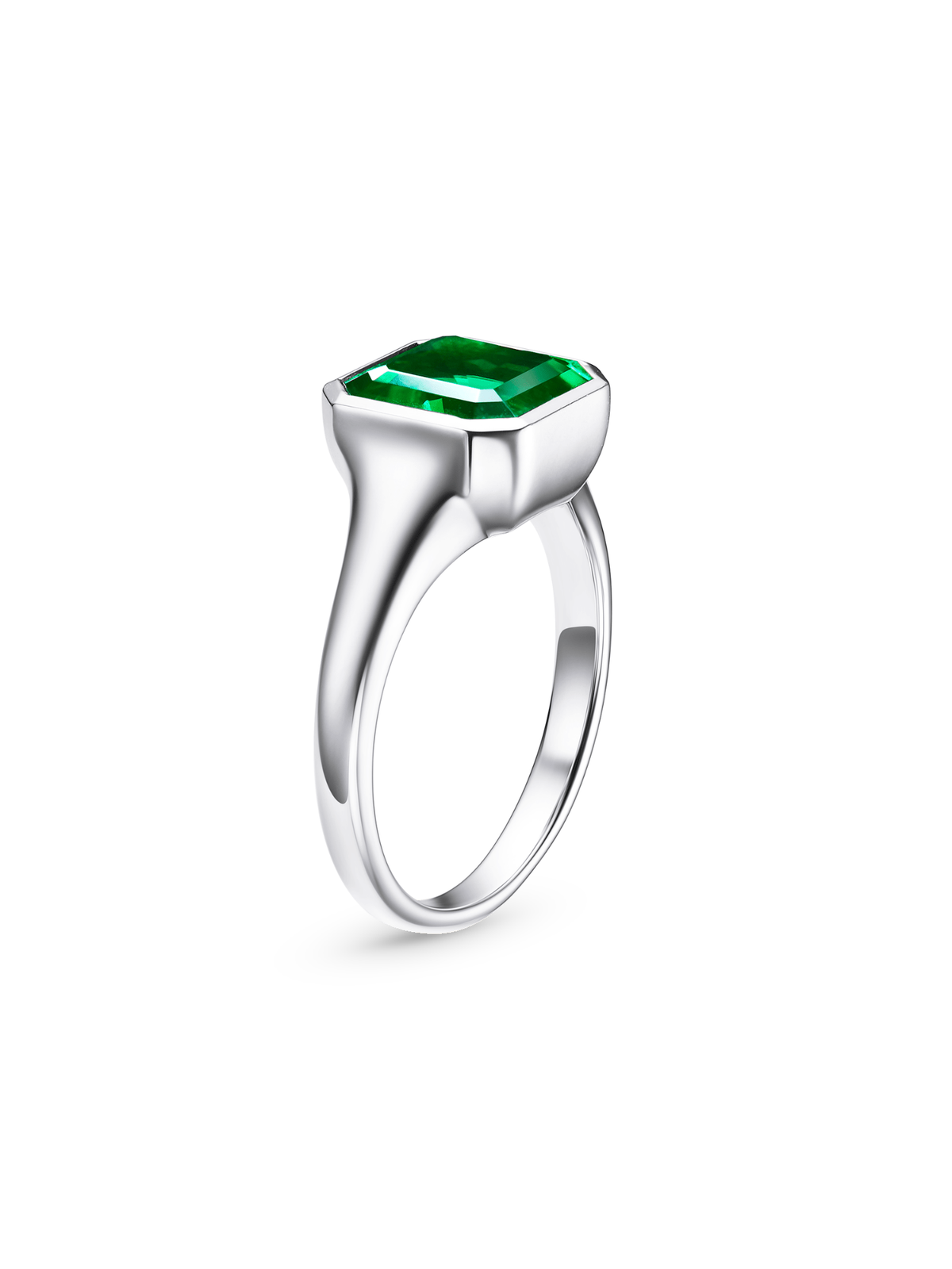 NOA Asscher-Cut Bezel-Set Lab-Grown Gemstone Signet Ring