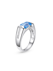 Metal Type:_14K White Gold&Gemstone_Santa Maria Blue Sapphire