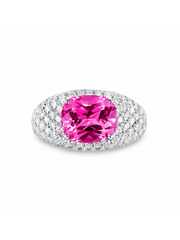 Canary yellow sapphire cushion-cut ring with hand-set setting detail view showcasing the jewelry design and finish