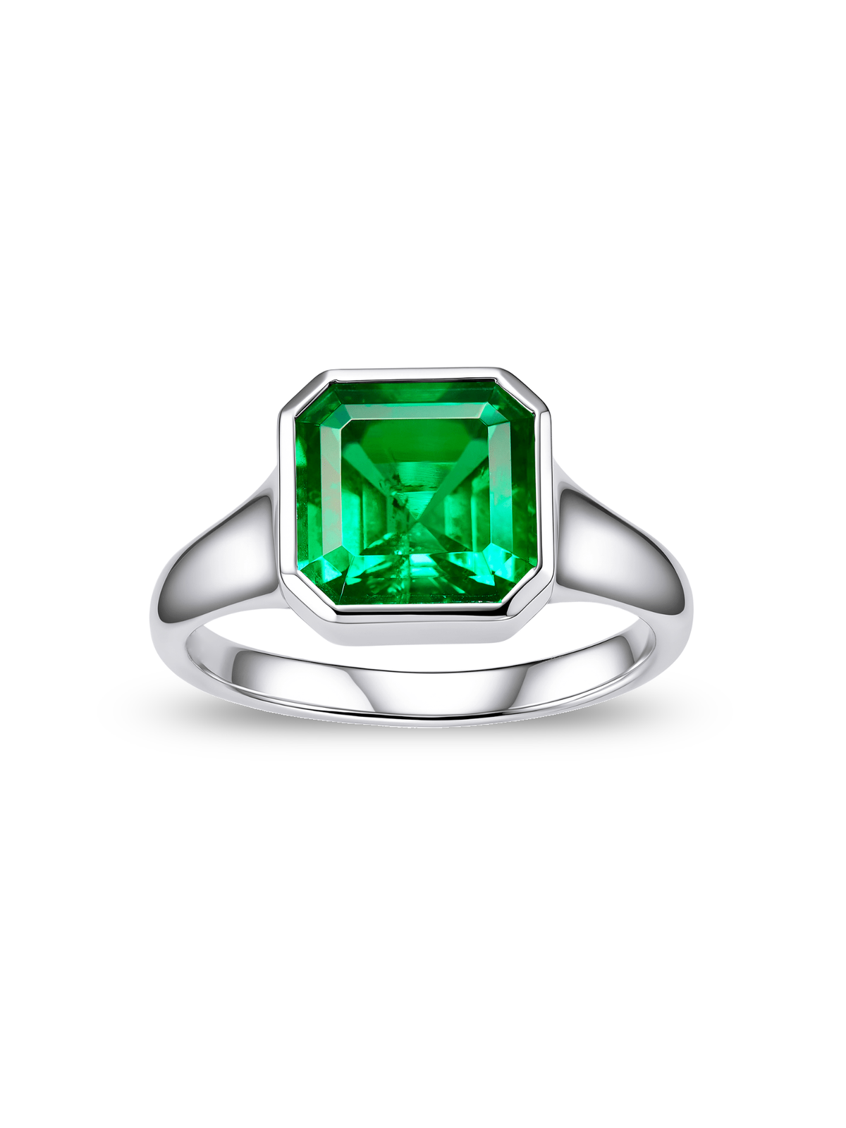 NOA Asscher-Cut Bezel-Set Lab-Grown Gemstone Signet Ring