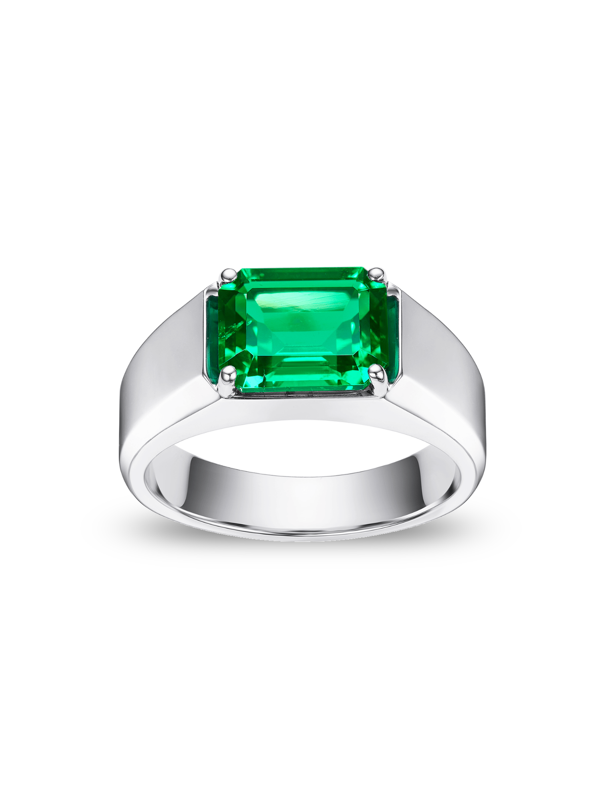 JULES East-West Emerald-Cut Lab-Grown Gemstone Signet Ring