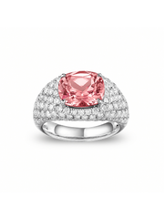 Yellow cushion-cut ring with hand-set setting detail view showcasing the jewelry design and finish