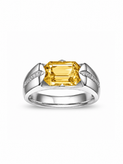 Metal Type:_14K White Gold&Gemstone_Canary Yellow Sapphire