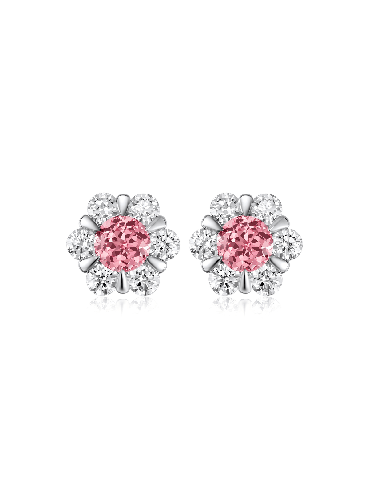 FLEUR Round-Cut Lab-Grown Gemstone with Moissanite Floral Cluster Stud Earrings
