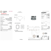 Complete IGI report LG768648406 for a 2.10 ct Fancy Intense Pink VS1 cushion-cut lab-grown diamond, displayed on a square white canvas.