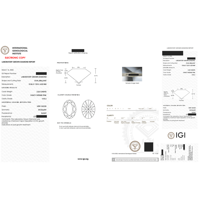 IGI  2.22 ct. Fancy Intense  Pink VVS2 Oval Lab Grown Diamond