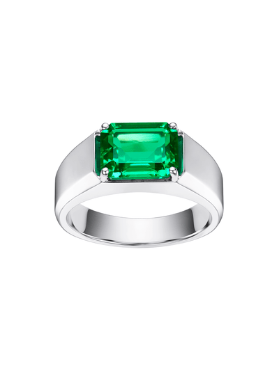 JULES East-West Emerald-Cut Lab-Grown Gemstone Signet Ring
