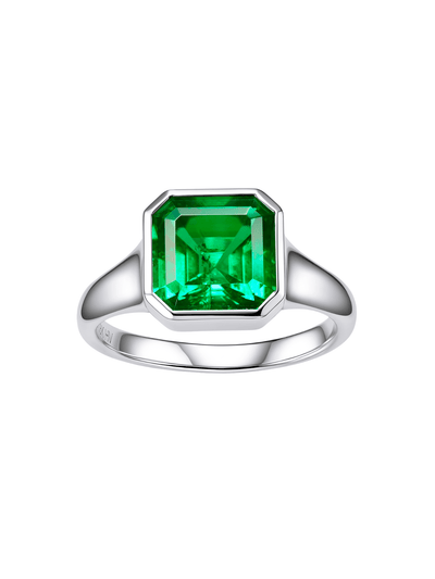 NOA Asscher-Cut Bezel-Set Lab-Grown Gemstone Signet Ring
