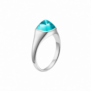 Sapphire ring with hand-set setting detail view showcasing the jewelry design and finish