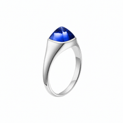 Sapphire ring with hand-set setting detail view showcasing the jewelry design and finish