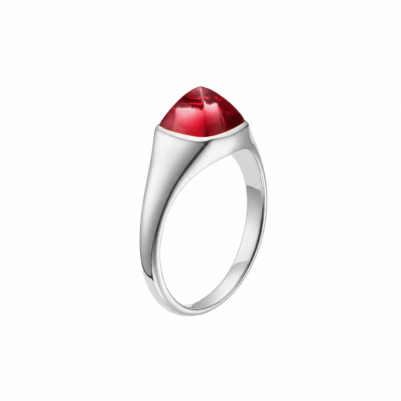 Ruby ring with hand-set setting detail view showcasing the jewelry design and finish